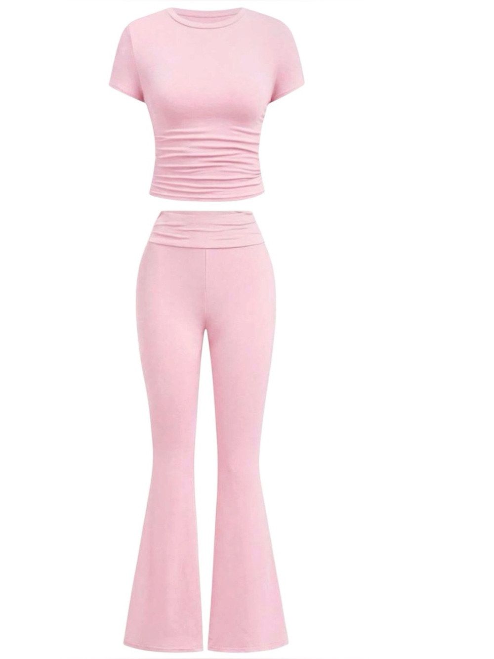 Kids Pink Stretch Cotton Top & Bottoms Set